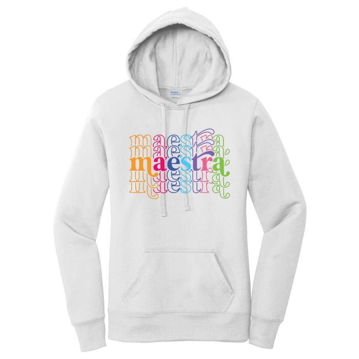 Back To School Maestra Cute Funny Spanish Teacher Women's Pullover Hoodie