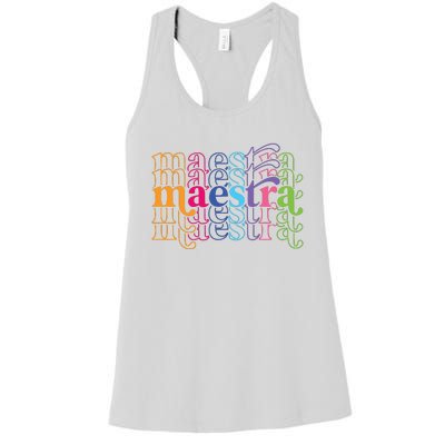 Back To School Maestra Cute Funny Spanish Teacher Women's Racerback Tank