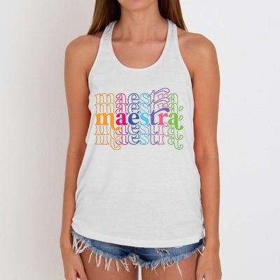 Back To School Maestra Cute Funny Spanish Teacher Women's Knotted Racerback Tank