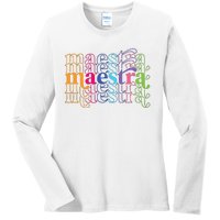 Back To School Maestra Cute Funny Spanish Teacher Ladies Long Sleeve Shirt