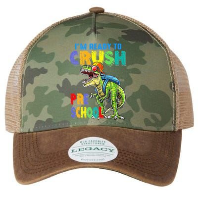 Back To School Dinosaur I Am Ready To Crush Pre School Legacy Tie Dye Trucker Hat