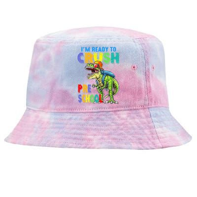 Back To School Dinosaur I Am Ready To Crush Pre School Tie-Dyed Bucket Hat