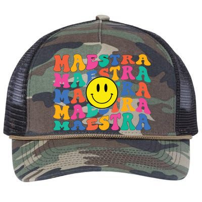 Back To School Maestra Cute Funny Spanish Teacher Retro Rope Trucker Hat Cap