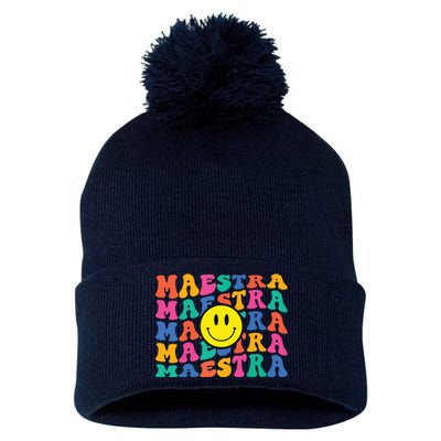 Back To School Maestra Cute Funny Spanish Teacher Pom Pom 12in Knit Beanie