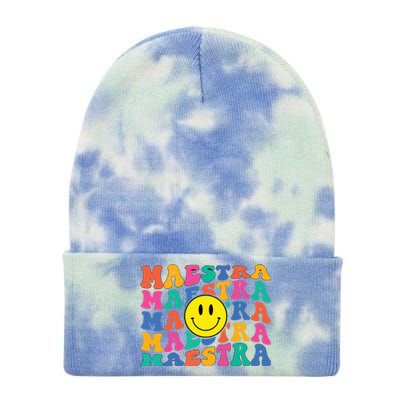 Back To School Maestra Cute Funny Spanish Teacher Tie Dye 12in Knit Beanie