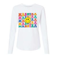 Back To School Maestra Cute Funny Spanish Teacher Womens Cotton Relaxed Long Sleeve T-Shirt