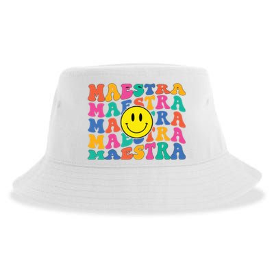 Back To School Maestra Cute Funny Spanish Teacher Sustainable Bucket Hat