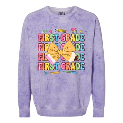 Back To School First Grade Colorblast Crewneck Sweatshirt