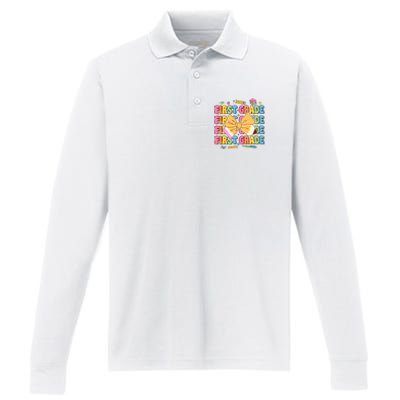 Back To School First Grade Performance Long Sleeve Polo