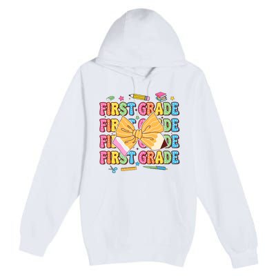 Back To School First Grade Premium Pullover Hoodie