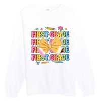 Back To School First Grade Premium Crewneck Sweatshirt