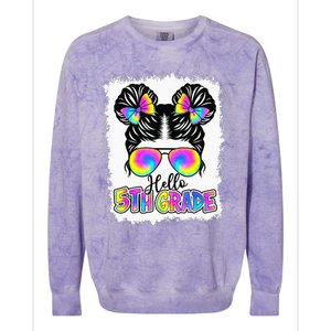 Back To School Hello 5th Grade Cute Messy Bun Tie Dye Colorblast Crewneck Sweatshirt