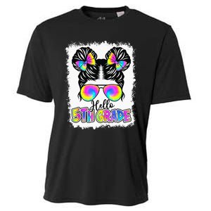 Back To School Hello 5th Grade Cute Messy Bun Tie Dye Cooling Performance Crew T-Shirt