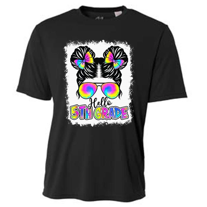 Back To School Hello 5th Grade Cute Messy Bun Tie Dye Cooling Performance Crew T-Shirt