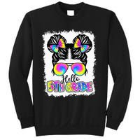 Back To School Hello 5th Grade Cute Messy Bun Tie Dye Sweatshirt