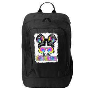 Back To School Hello 5th Grade Cute Messy Bun Tie Dye City Backpack