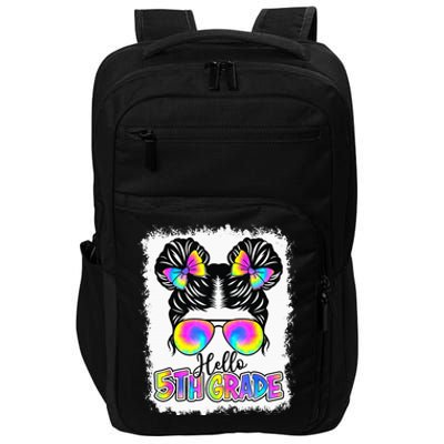 Back To School Hello 5th Grade Cute Messy Bun Tie Dye Impact Tech Backpack