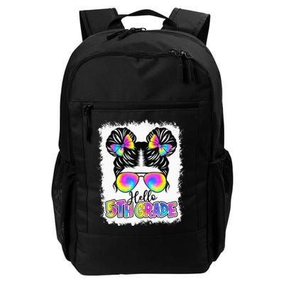 Back To School Hello 5th Grade Cute Messy Bun Tie Dye Daily Commute Backpack