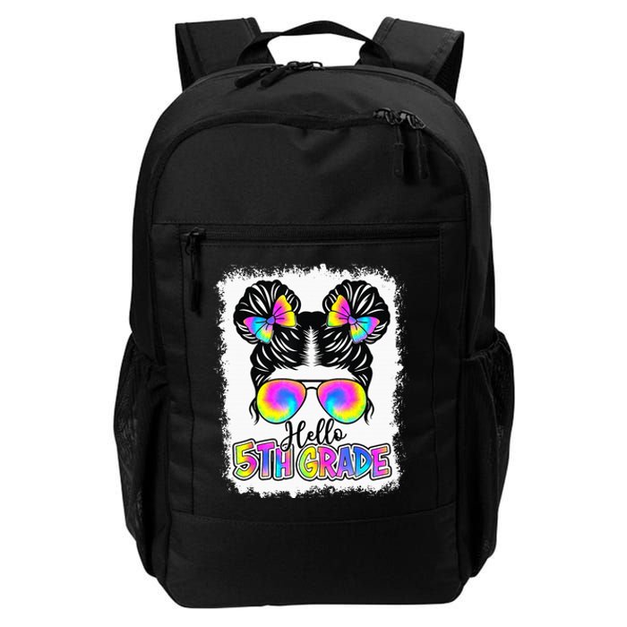 Back To School Hello 5th Grade Cute Messy Bun Tie Dye Daily Commute Backpack