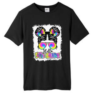 Back To School Hello 5th Grade Cute Messy Bun Tie Dye Tall Fusion ChromaSoft Performance T-Shirt