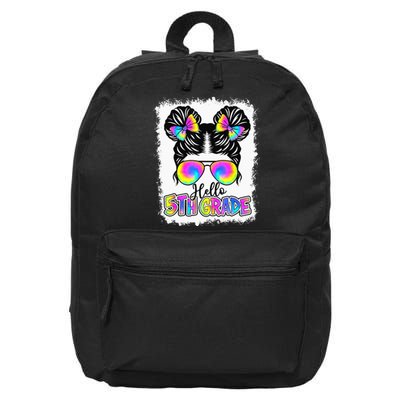 Back To School Hello 5th Grade Cute Messy Bun Tie Dye 16 in Basic Backpack