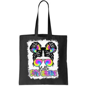 Back To School Hello 5th Grade Cute Messy Bun Tie Dye Tote Bag