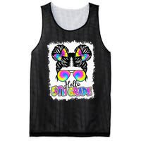 Back To School Hello 5th Grade Cute Messy Bun Tie Dye Mesh Reversible Basketball Jersey Tank