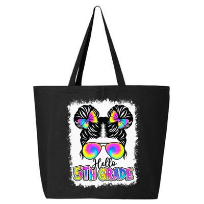 Back To School Hello 5th Grade Cute Messy Bun Tie Dye 25L Jumbo Tote