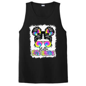 Back To School Hello 5th Grade Cute Messy Bun Tie Dye PosiCharge Competitor Tank