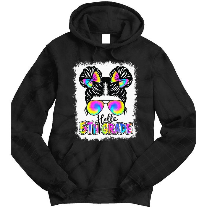 Back To School Hello 5th Grade Cute Messy Bun Tie Dye Tie Dye Hoodie