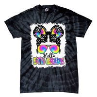 Back To School Hello 5th Grade Cute Messy Bun Tie Dye Tie-Dye T-Shirt