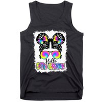 Back To School Hello 5th Grade Cute Messy Bun Tie Dye Tank Top