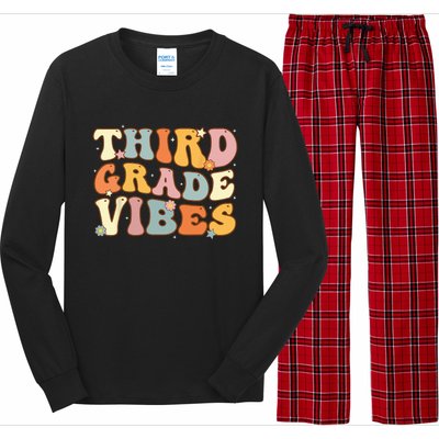 Back To School Third Grade Vibes Student Teacher Women Kids Long Sleeve Pajama Set