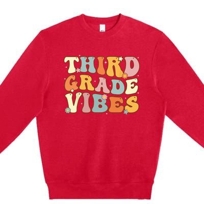 Back To School Third Grade Vibes Student Teacher Women Kids Premium Crewneck Sweatshirt