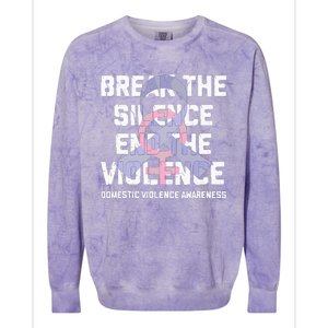 Break The Silence End Violence Domestic Violence Awareness Colorblast Crewneck Sweatshirt