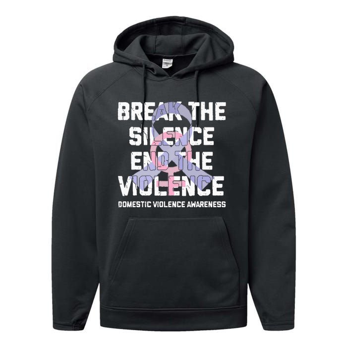 Break The Silence End Violence Domestic Violence Awareness Performance Fleece Hoodie