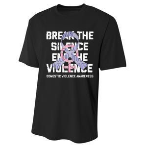 Break The Silence End Violence Domestic Violence Awareness Performance Sprint T-Shirt