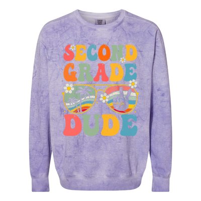 Back To School Second Grade Dude First Day School Groovy Gift Colorblast Crewneck Sweatshirt