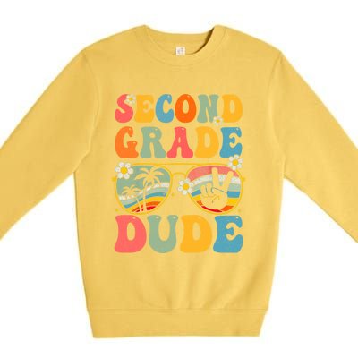 Back To School Second Grade Dude First Day School Groovy Gift Premium Crewneck Sweatshirt