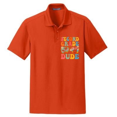 Back To School Second Grade Dude First Day School Groovy Gift Dry Zone Grid Polo