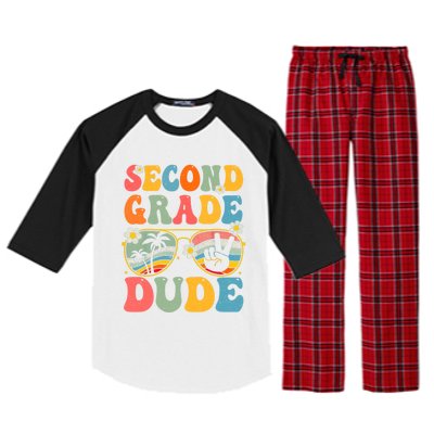 Back To School Second Grade Dude First Day School Groovy Gift Raglan Sleeve Pajama Set