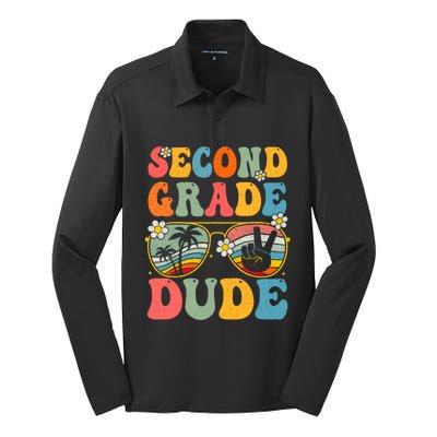 Back To School Second Grade Dude First Day School Groovy Gift Silk Touch Performance Long Sleeve Polo