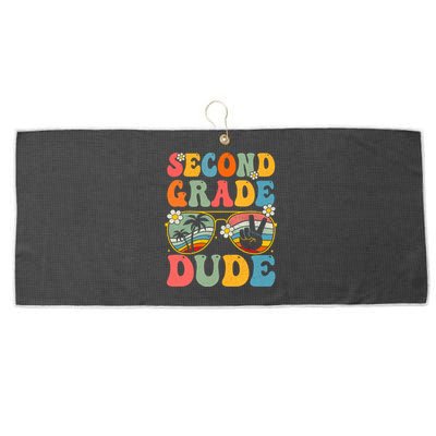 Back To School Second Grade Dude First Day School Groovy Gift Large Microfiber Waffle Golf Towel