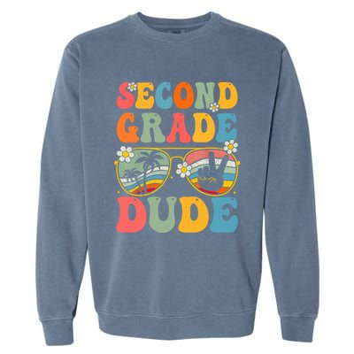 Back To School Second Grade Dude First Day School Groovy Gift Garment-Dyed Sweatshirt