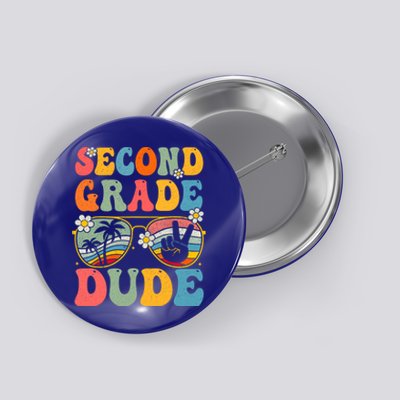 Back To School Second Grade Dude First Day School Groovy Gift Button