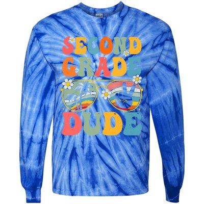 Back To School Second Grade Dude First Day School Groovy Gift Tie-Dye Long Sleeve Shirt