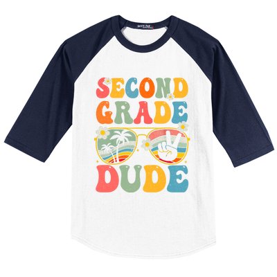 Back To School Second Grade Dude First Day School Groovy Gift Baseball Sleeve Shirt