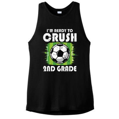 Back To School First Day Of 2nd Grade Soccer Ladies PosiCharge Tri-Blend Wicking Tank