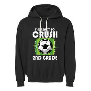 Back To School First Day Of 2nd Grade Soccer Garment-Dyed Fleece Hoodie