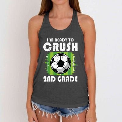 Back To School First Day Of 2nd Grade Soccer Women's Knotted Racerback Tank